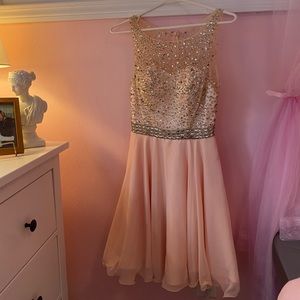 pink rhinestone homecoming dress